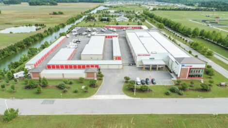 Exterior sky view of MyStorage self storage facility.