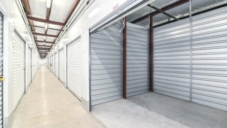 Front view of interior self-storage units.