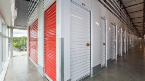 Front view of a interior self-storage units.