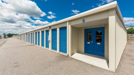 Close-up of a outdoor storage units.